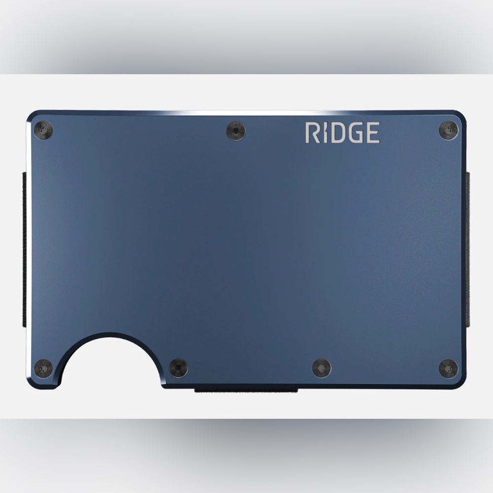 Ridge RFID Blocking Aluminum Wallet w/Cash Strap, Alpine Navy, NIB NWT